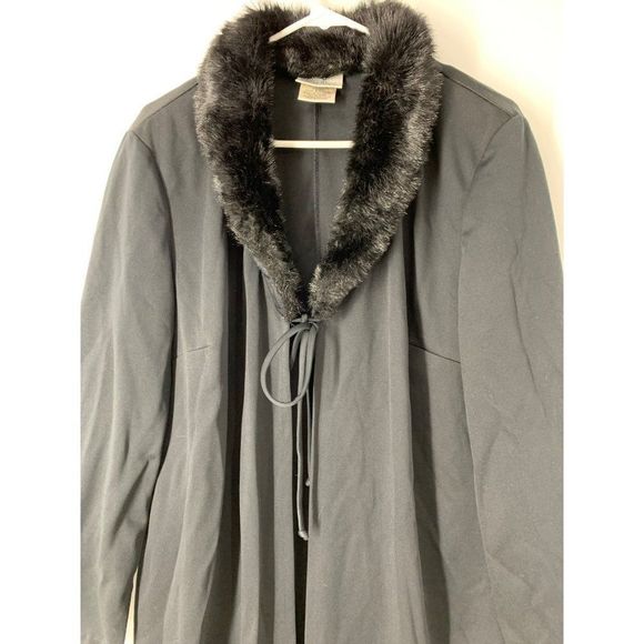 Women Kathie Lee XL VTG 80s evening overcoat black - Picture 3 of 10